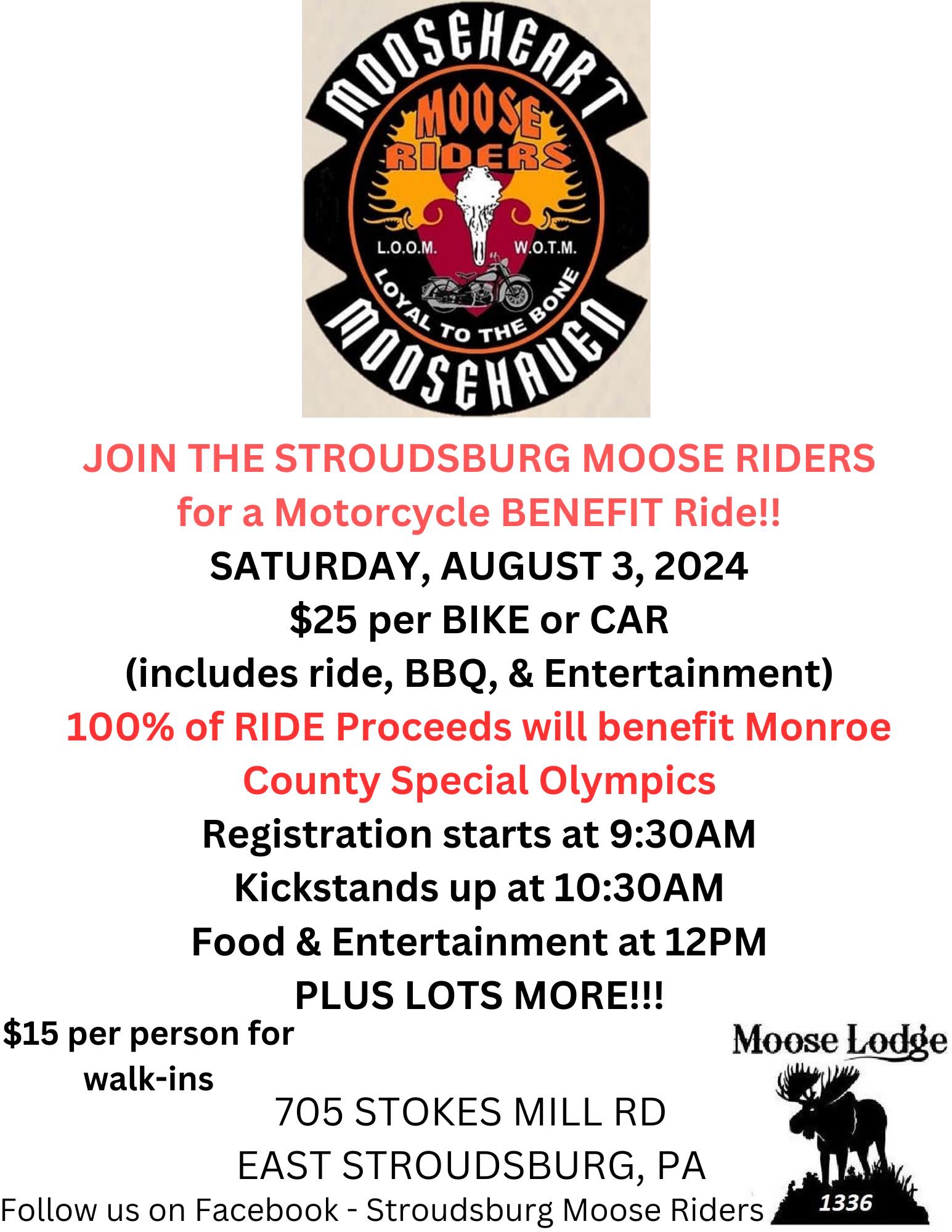 Stroudsburg Moose Riders - Benefit Ride