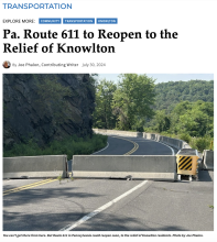 Pa. Route 611 to Reopen to the Relief of Knowlton