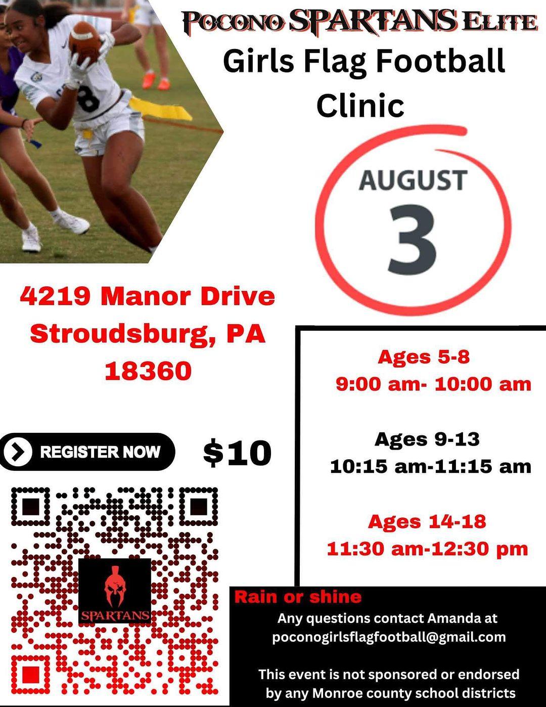 Pocono Spartans Girls' Flag Football Clinic