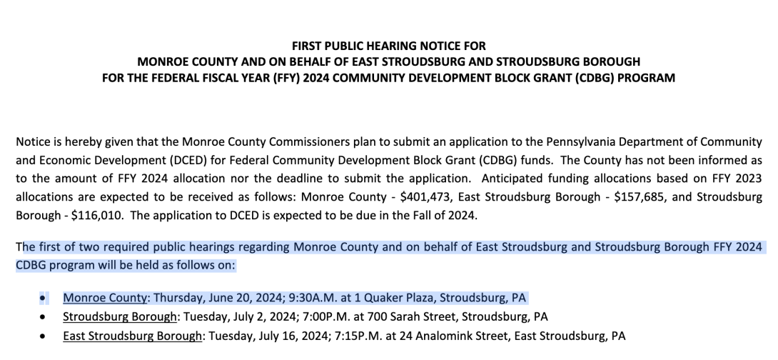 Public Hearing 2024 Community Development Block Grant Program