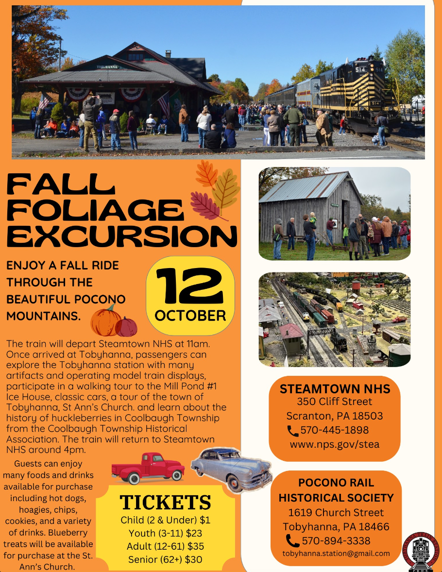 STEAMTOWN FALL FOLIAGE EXCURSION to TOBYHANNA