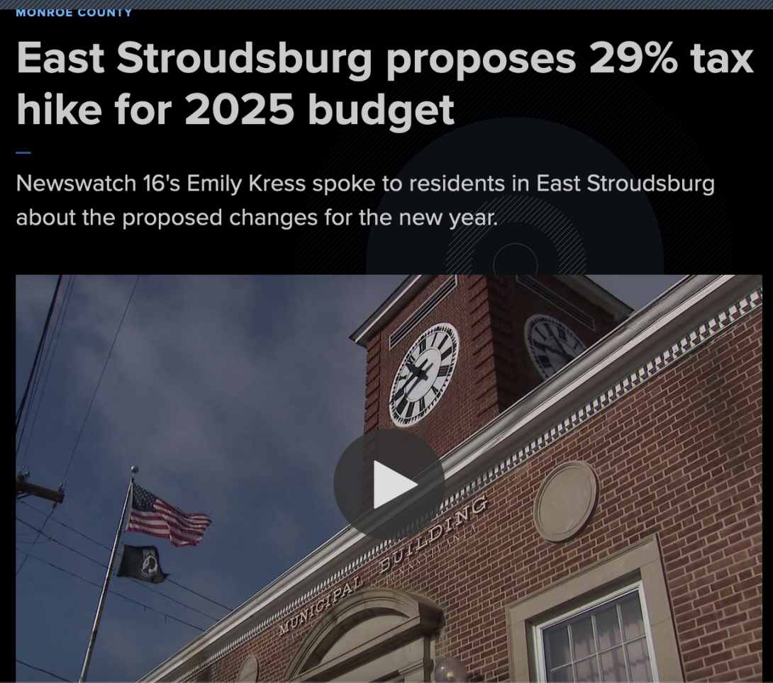 East Stroudsburg proposes 29% tax hike for 2025 budget